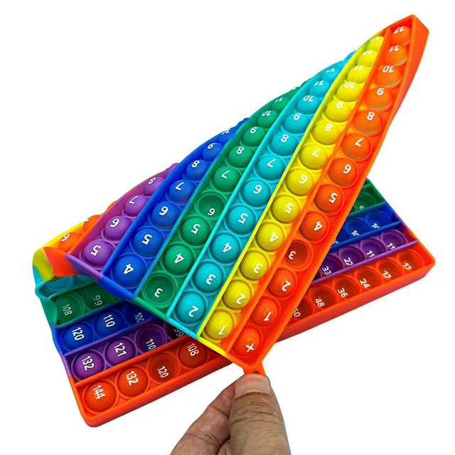 12x12 Multiplication 12+12 Addition Quick Push Fidget Math Games Pop Toys Silicone Rainbow Math Learning Educational Toy for Kid 5