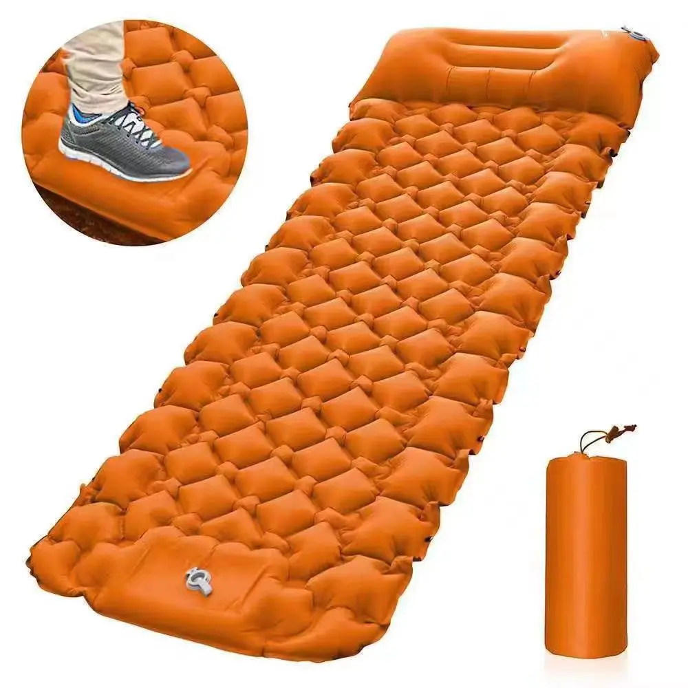 

Outdoor Single Person Self Inflating Camping Mat Travel Foot Pump With Pillow Waterproof Sleeping Mat Inflatable Sleeping Pad