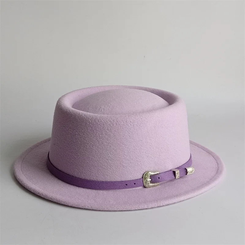 Vintage Pork Pie Hut für Männer, breite Krempe, Filz, schwarzes Fedora, Kirche, Jazz, Band, Trilby, Panama, Gangster, Kappen, Gentleman-Stil – Detail 10