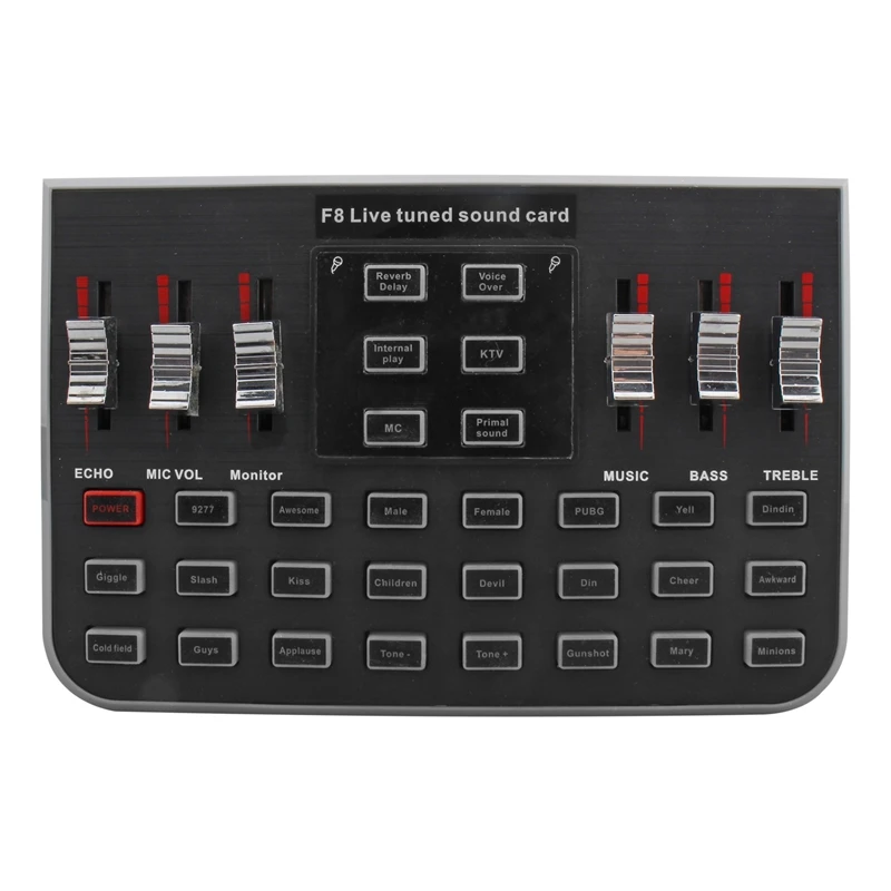 

Live Sound Card F8 Universal Voice Conversion Audio Mixer With 18 Interesting Sound Effects Sound Card Computer Mixing