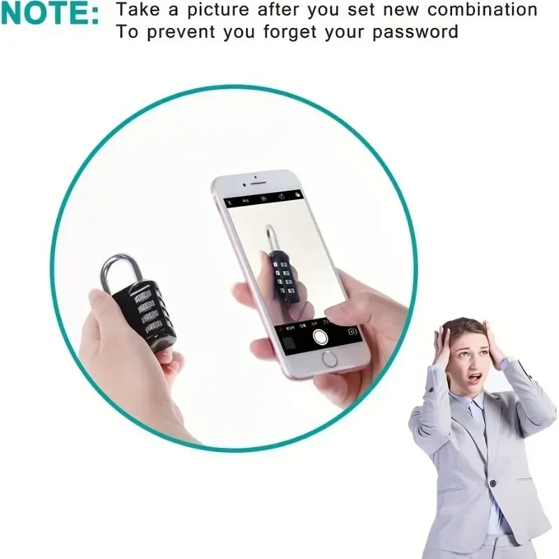 Combination Lock Resettable 4 Digit Padlock with Combination Waterproof and Heavy Duty Padlock Outdoor for School combination padlock combination locks