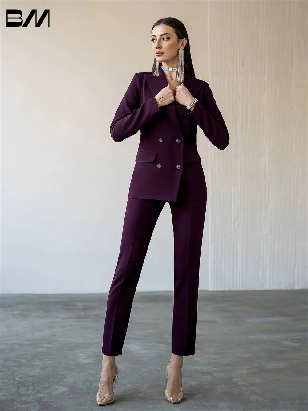 Women Suit Pants Burgundy | Burgundy Women Suit Set | Elegant Korean Pant  Suits - Pant Suits - Aliexpress