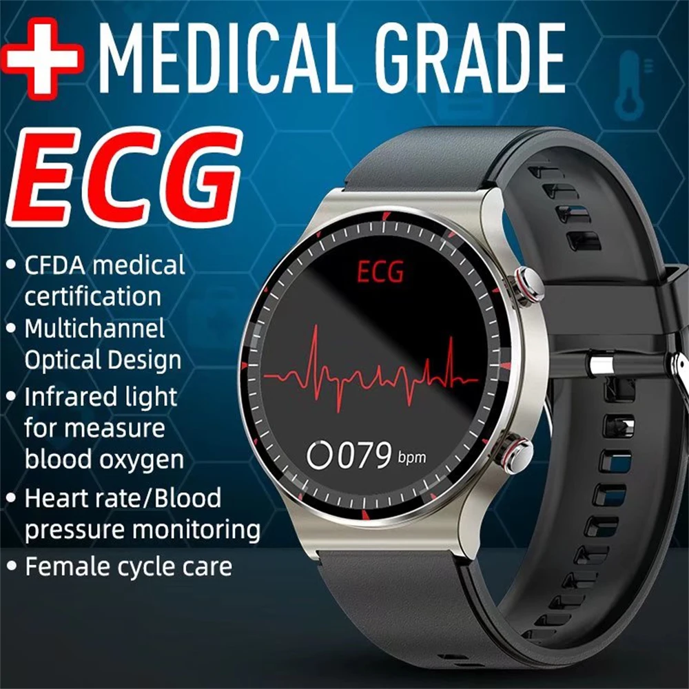 

Medical Grade Health Monitoring PPG + ECG Smart Watch Heart Rate Blood Oxygen Monitor Fitness certification G08 Smart watch
