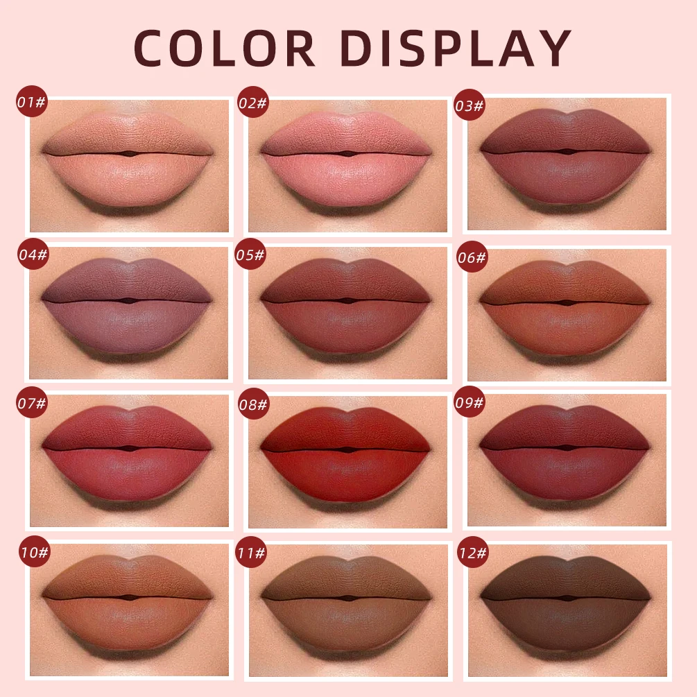 Matte Lipstick Set 12 Colors Long Lasting Waterproof Non-Stick Cup Lip Glaze Not Easy To Fade Red Lips Makeup Lip Tint Cosmetic 5