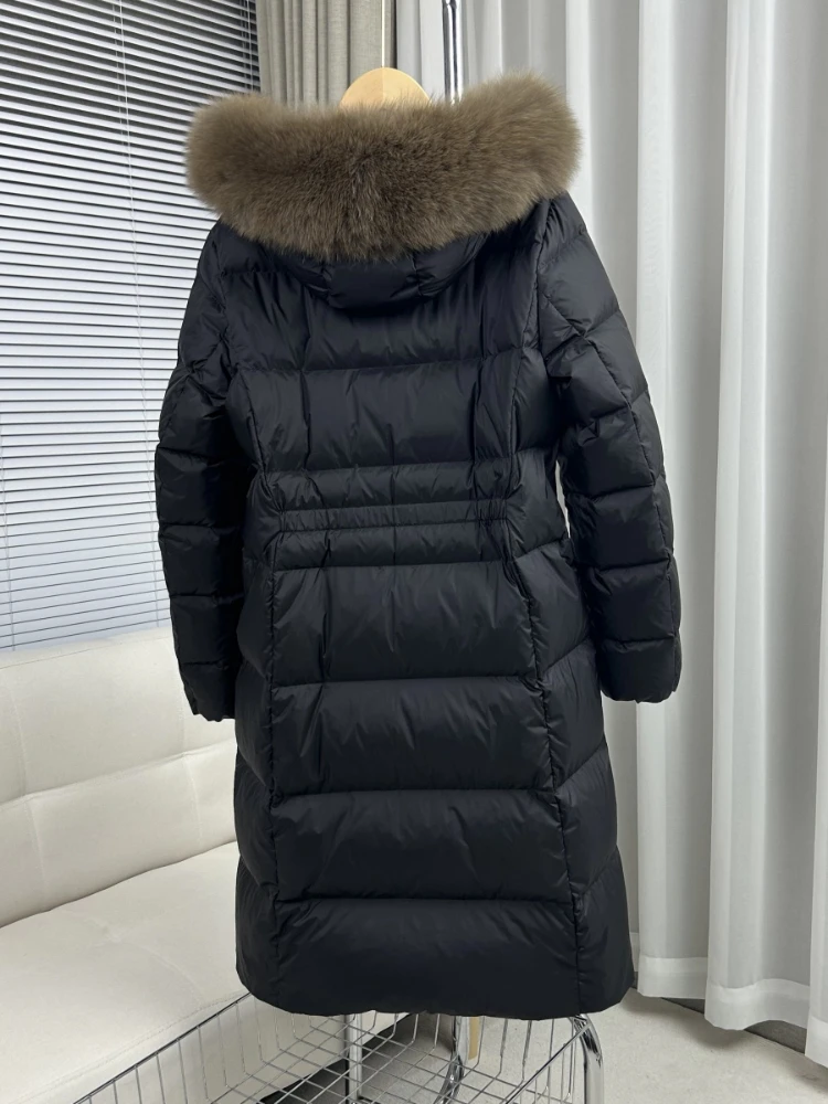 2025 New Autumn Winter Women Real Fox Fur Collar Hooded