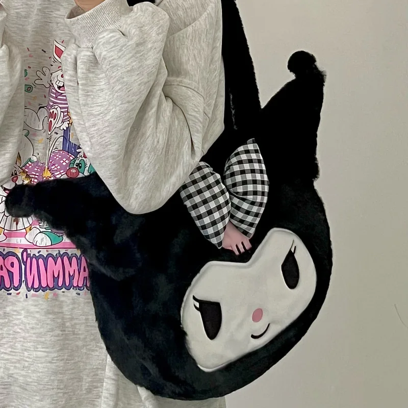 

Large Capacity Kuromi Plush Backpack Autumn And Winter Style Travelling Bag Single Shoulder Bag Student Handbag Girl Gift