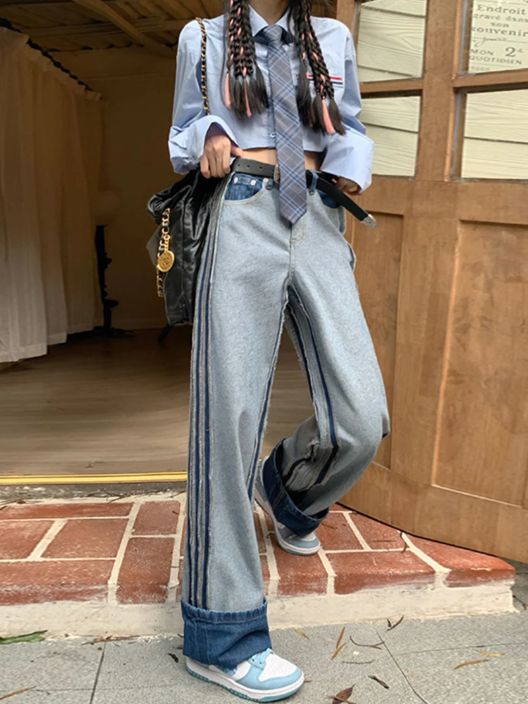 

New Women Vintage Japanese Harajuku Fashion Baggy Denim Pants Cyber Jeans Y2k Streetwear Low Waist Long Trousers 2000s Aesthetic