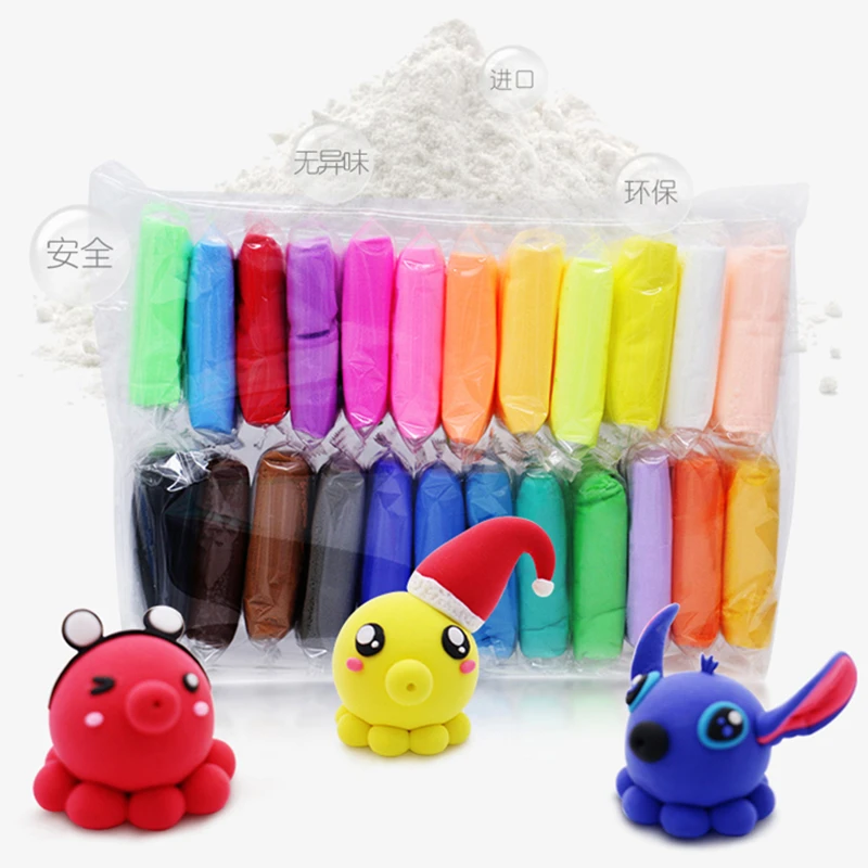 子供向けの超軽量で柔らかい粘土の36色セット 教育玩具 空気乾燥フィジェットガム 粘土ポリマーガム ギフト クラフトトイ Aliexpress