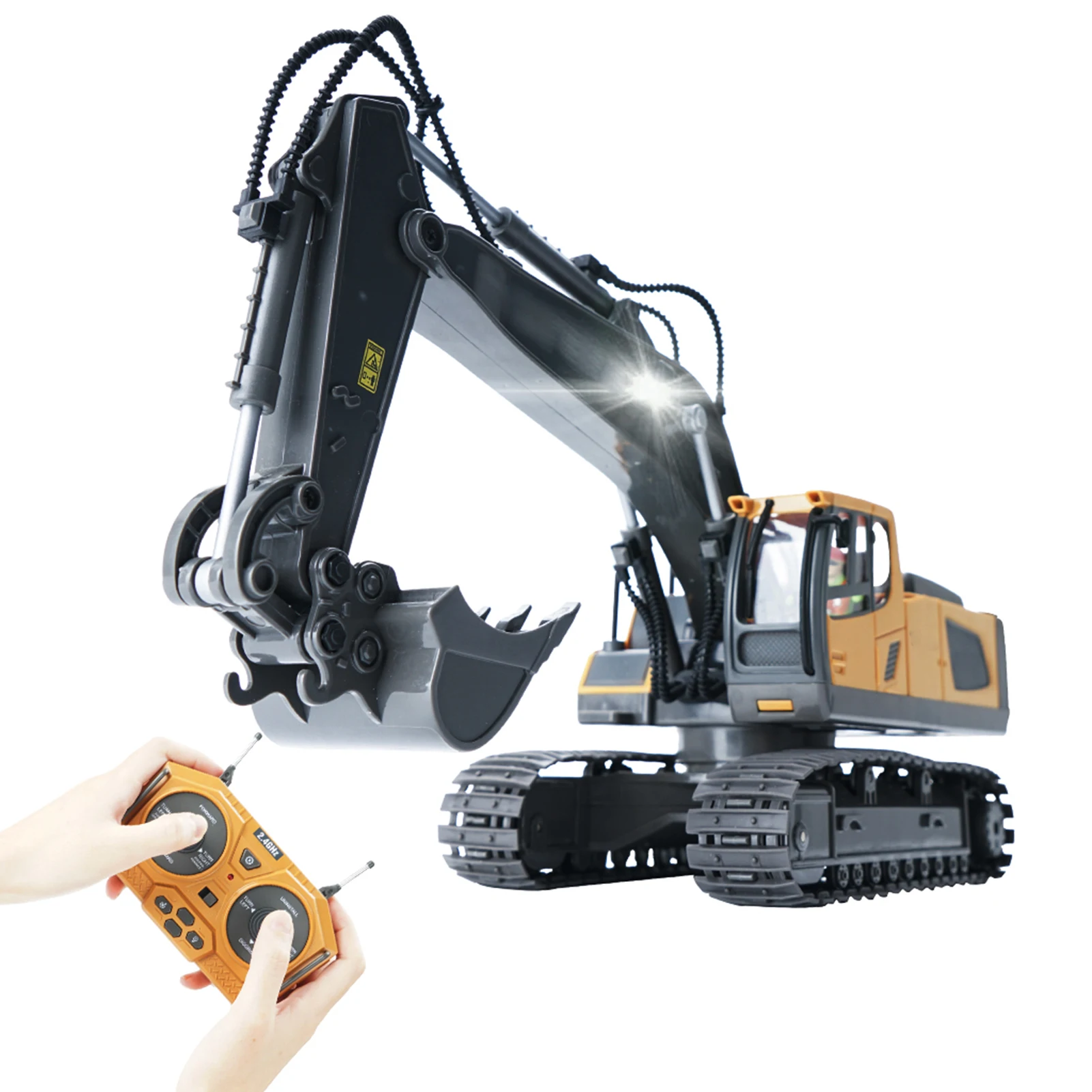 Camion benne télécommandé 2.4GHz, benne levée prête à décharger du sable, jouet de chantier pour enfants.