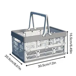 Collapsible Portable Outdoor Picnic Basket with Handle - Foldable Large-Capacity Storage Container (Grey S)