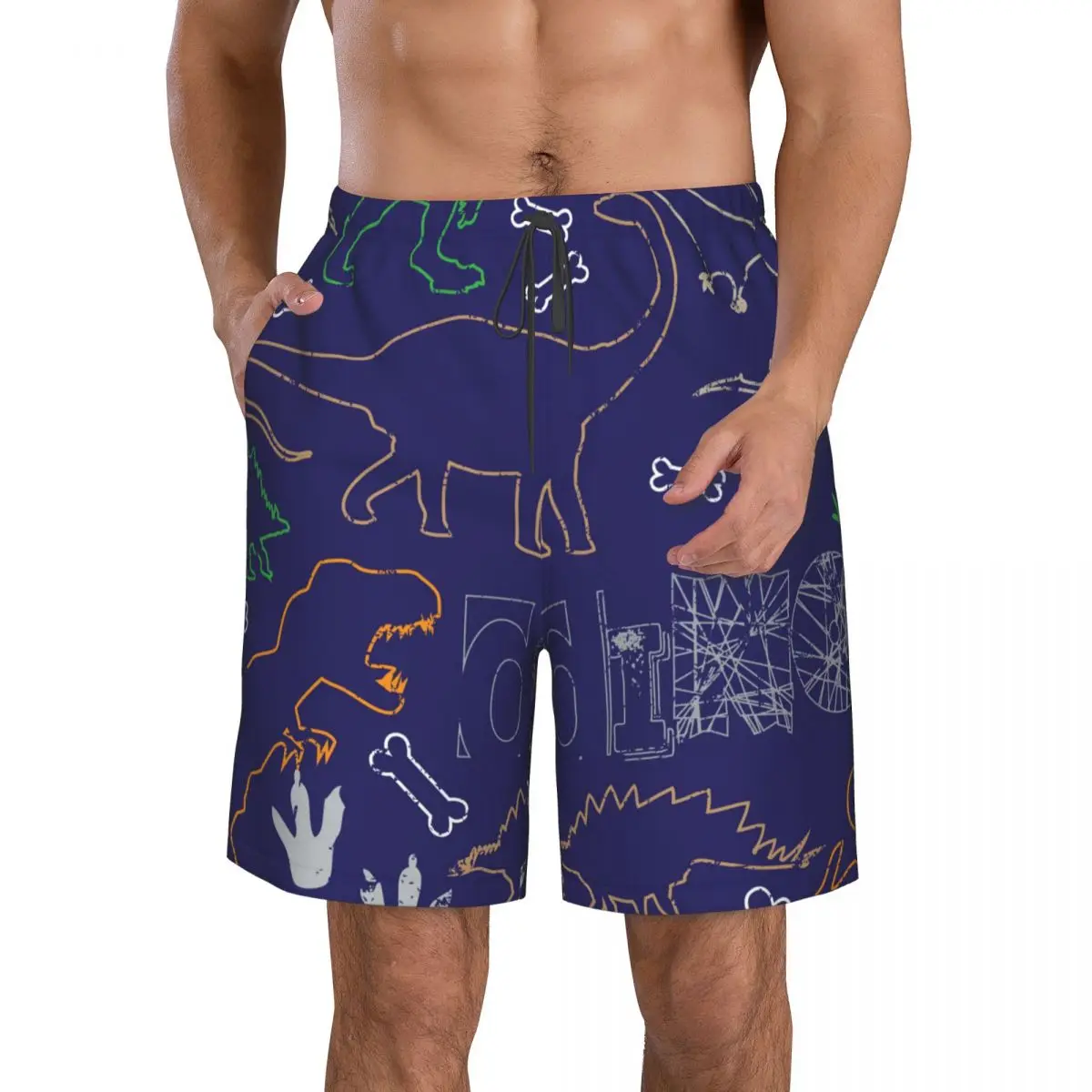 

Dinosaurs 3D Printing Summer Men's Shorts Beach Hawaiian Leisure Style Drawstring Home Shorts