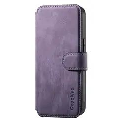 Retro Magnetic MagSafe RFID Anti-Theft PU Leather Phone Case, 6.1'' (PURPLE)