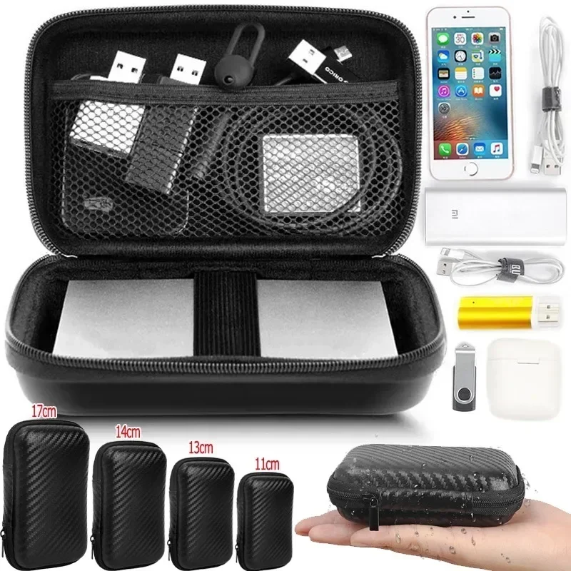 Mini Bluetooth Earphone Data Cable Storage Bag EVA Waterproof Travel Organizing Container Zipper Bags Fashion Black pack Case