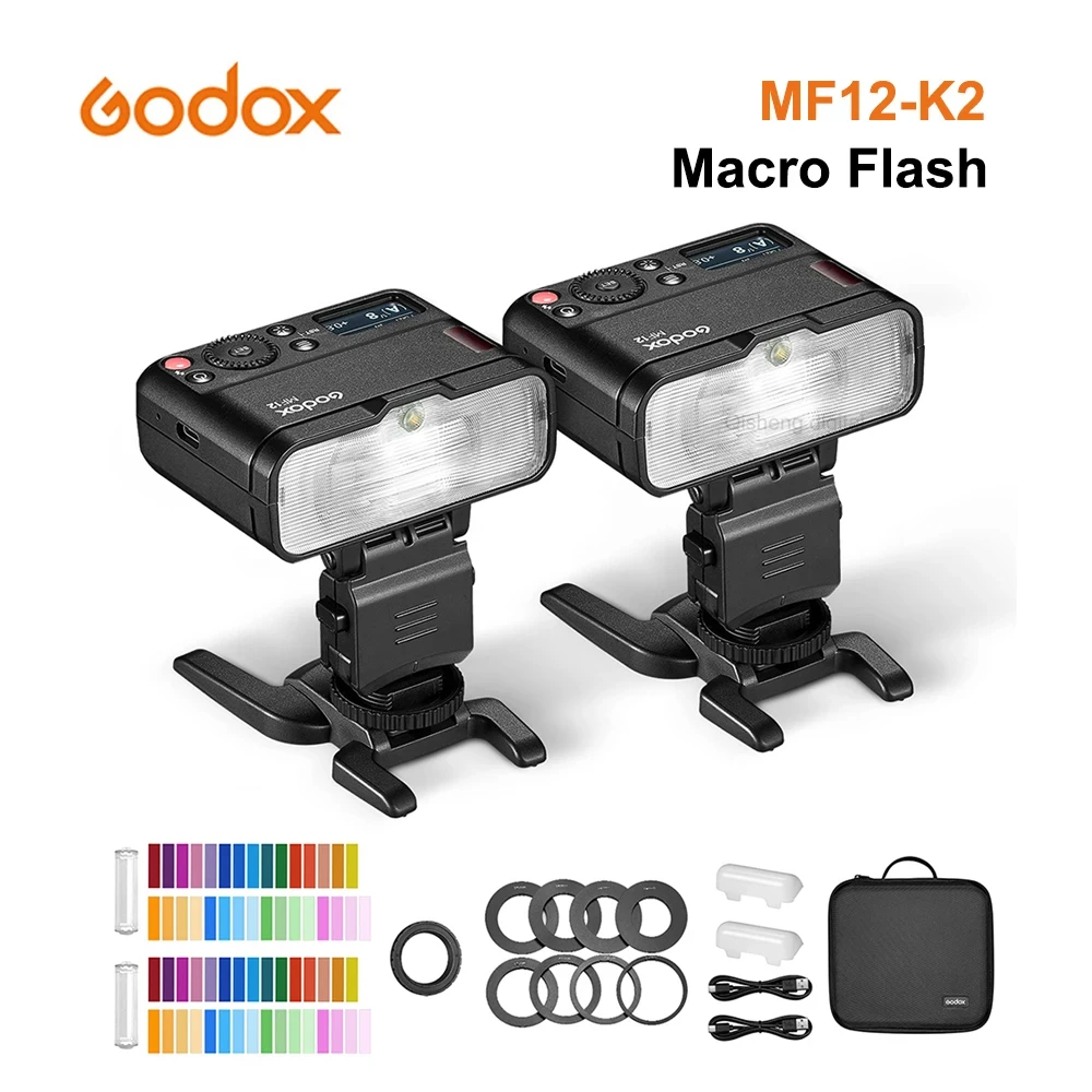 Godox MF12 K2 Macro Flash Speedlite 2.4G Wireless Control TTL/M Mode Built-in Lithium Battery for Nikon Sony Canon Fuji Olympus 3