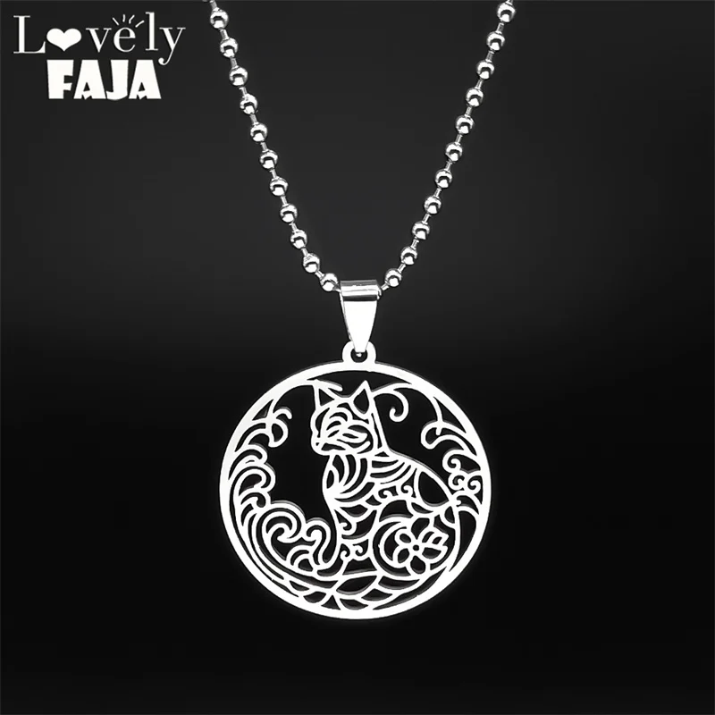 Edelstahl Katze Personalisierte Auto Anhänger Für Männer Frauen Schwarz Gold Farbe Hohle Blume Tier Pflanze Schmuck Geschenke