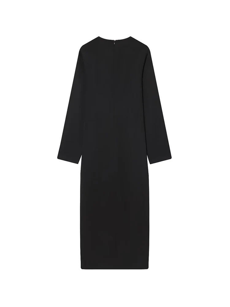 New Arrivals Women's Belt Long Dress Round Neck Long Sleeve Slim Fit Temperament Elegant Midi Dress Ladies Office Fashion Dress