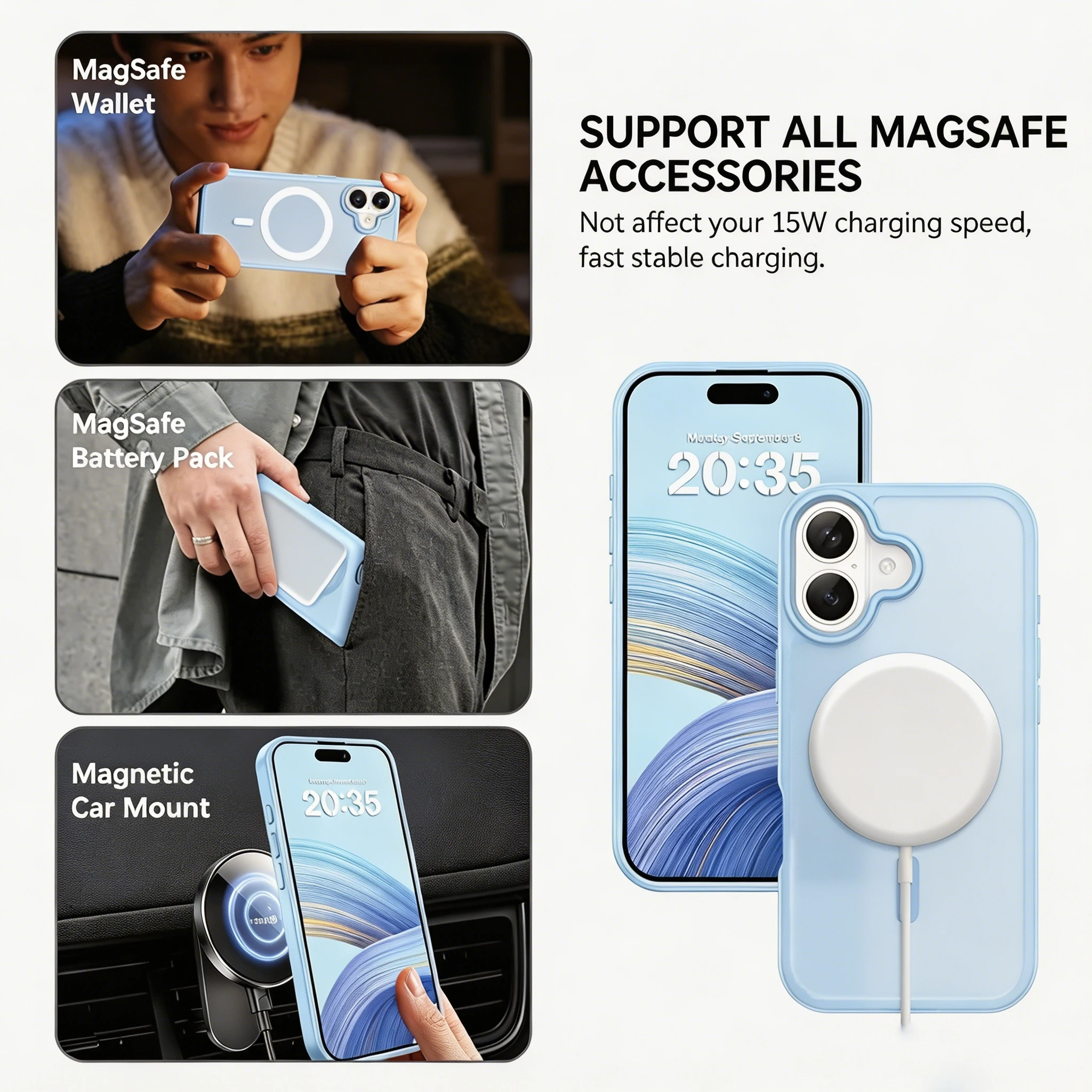 MagSafe-Compatible Magnetic Shockproof Silicone Case with Integrated Camera Cover