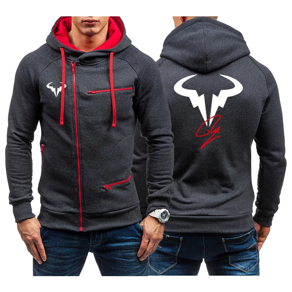 

Rafael Nadal 2024 Men's Tennis Player New Hoodies Casual Solid Color Long Sleeve Slim Zip Hoody Sweatshirt Hooded Streetwear Top