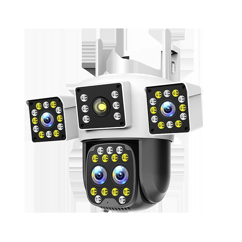 Camera zoom 360 degrees no dead angle home wireless mobile phone outdoor 4G outdoor high definition four screen monitor