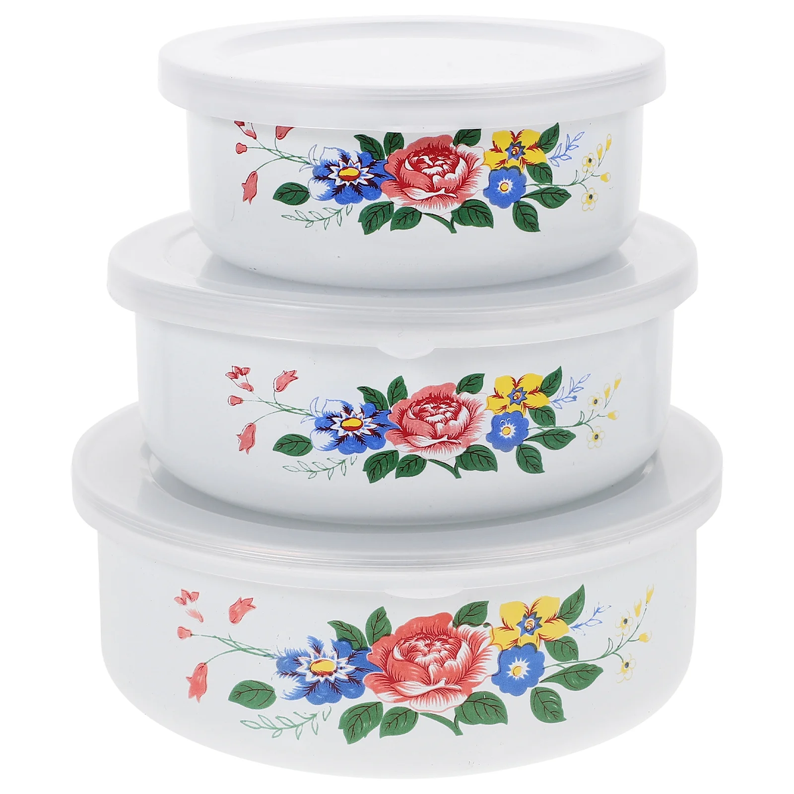 

3 Pcs Food Containers with Lids Fresh-keeping Enamel Bowl Bowls Office Fruit Storage Multifunctional Worker Lunch Practical