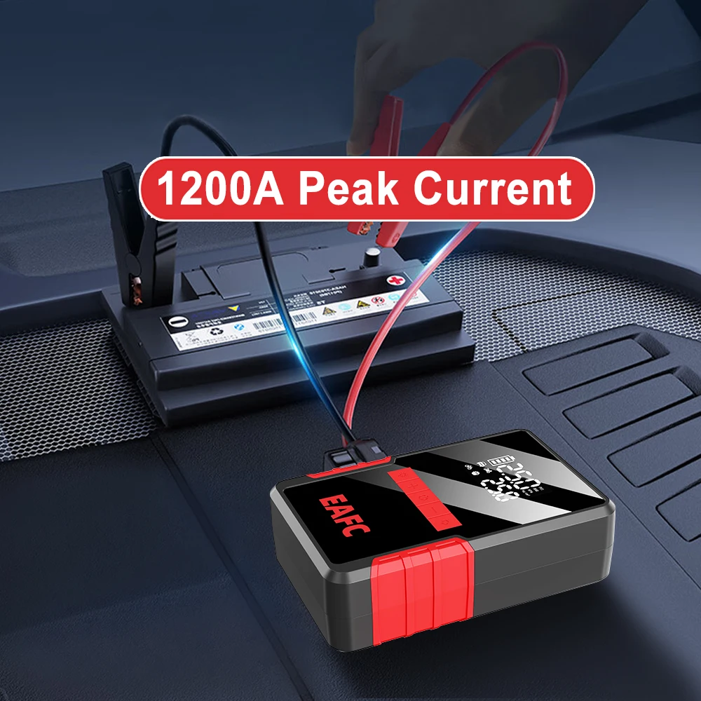 4 in 1 1200A Jump Starter Power Bank 16000mAh 150PSI Compressore d'aria Pompa per pneumatici Caricatore portatile Dispositivo di avviamento per auto Booster - immagine 3
