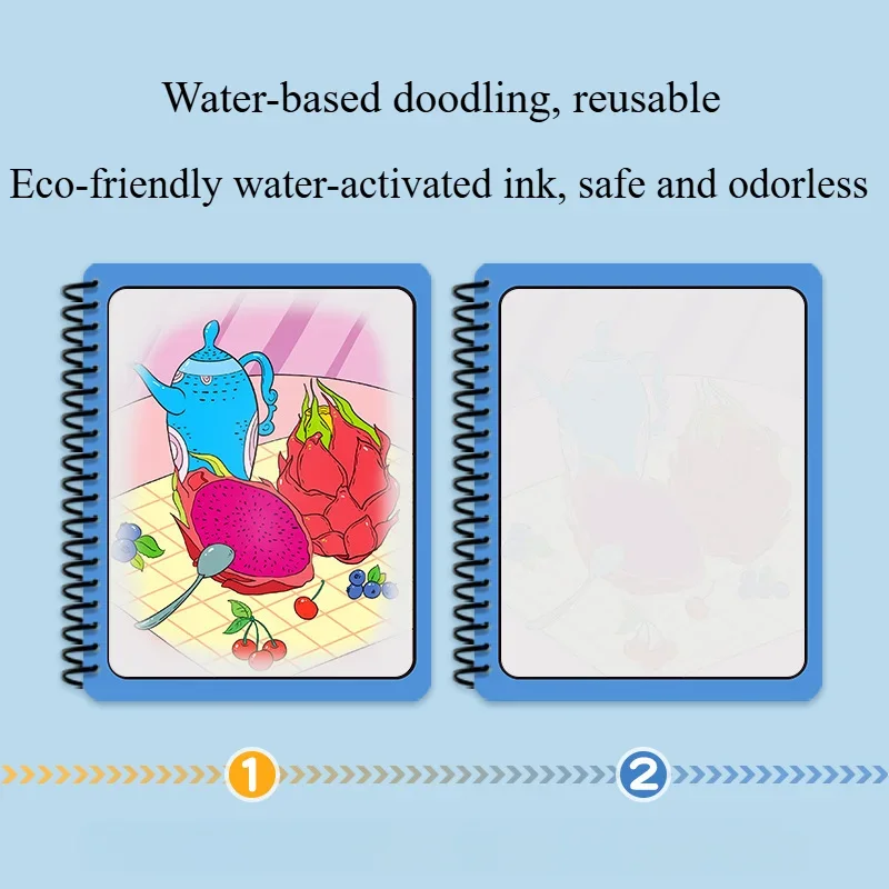 Toddler Magic Water Drawing Book Water-based Doodling  Reusable Coloring Color Cognition Early Educational Learning Toy for Kids 4