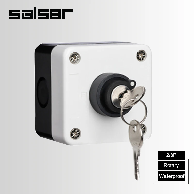 2P/3P Due/Tre Posizioni Con Chiave 10A Interruttore Scatola Pulsante Rotante Impermeabile Controllo Industriale Alimentazione No Nc