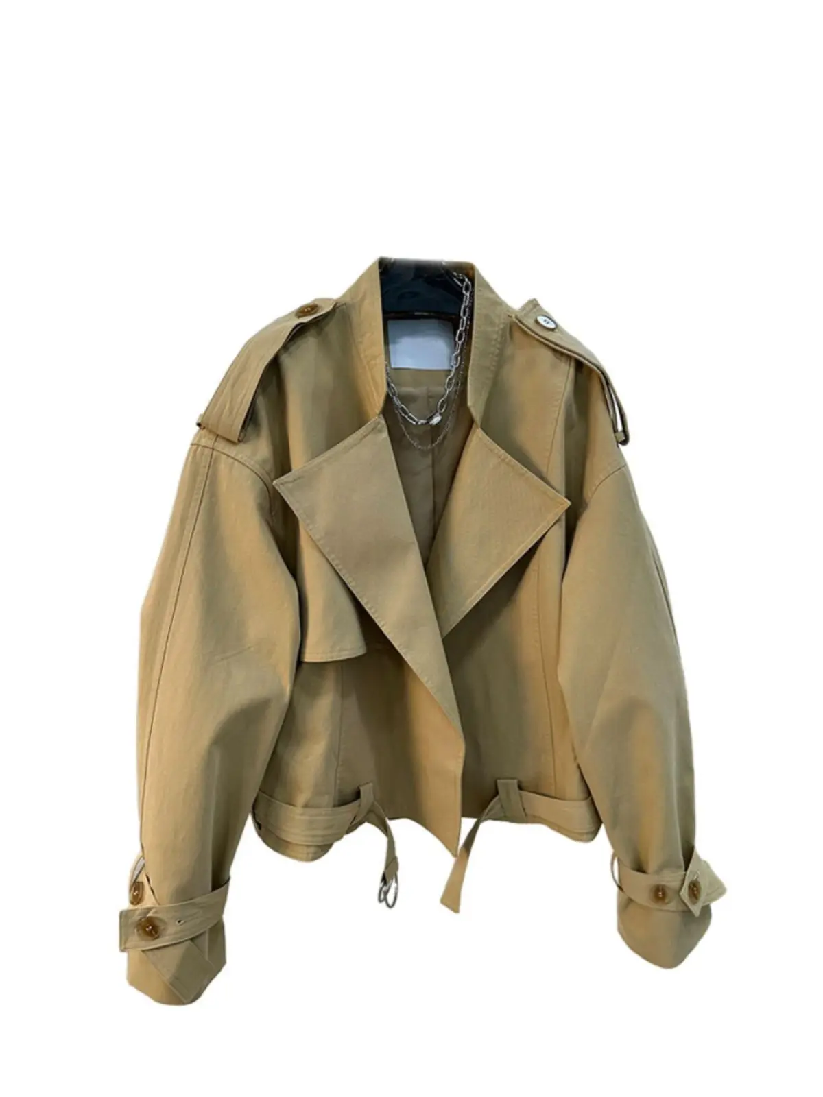 Workwear Short Style Little Fellow Loose Coat Female 2024 Autumn and Winter New Style Fallow All-match Advanced Trench Coat