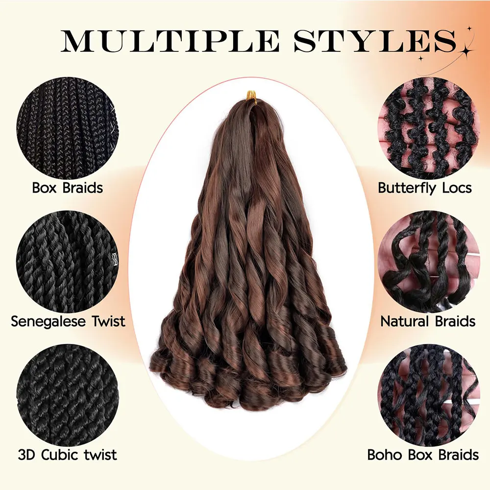 16Inch French Curls Braiding Hair Synthetic Spiral Curls Braids Hair Extensions Pre Stretched Loose Wave Braiding Hair For Women 5