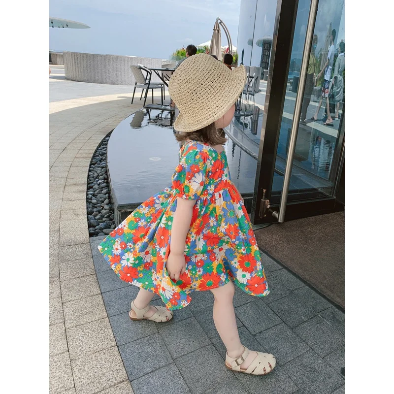 

Girls' Floral Dress Wholesale Baby Summer Clothing Western Style Children's Princess Dress Summer Live Supply