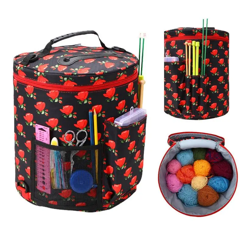 

Yarn Storage Bag Round Knitting Wool Yarn Bags Organizer Crochet Sewing Needles Handbag Weave Tools Accessories Bowl Crafts Tote