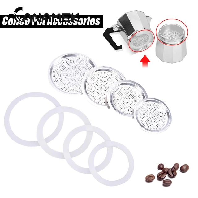 3 replacement gaskets + 1 filter for Bialetti Moka Express 12 cups