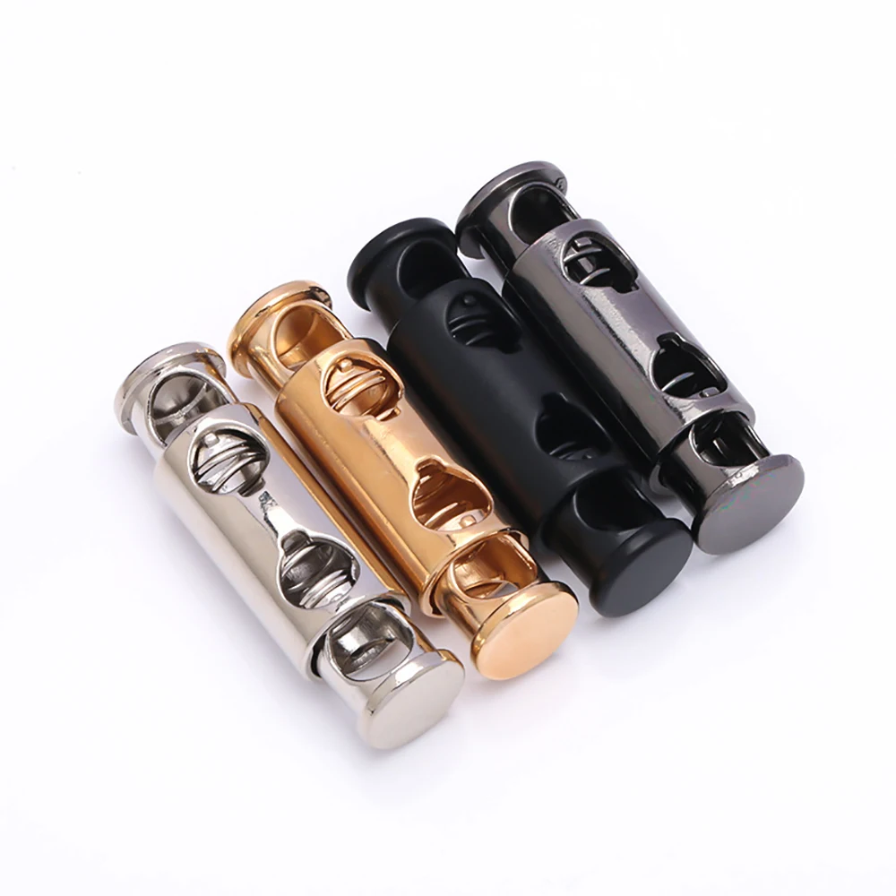 10개입 금속 이중 구멍 헤드 스프링 버클 코드 잠금 탄성 조절 버클 조임 장치 잠금재봉 액세서리