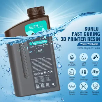 Sunlu 10kg lavável à água/resina abs lavável à água 1000g/garrafa 405nm resina fotopolímero de cura uv rápida para impressão lcd 3d