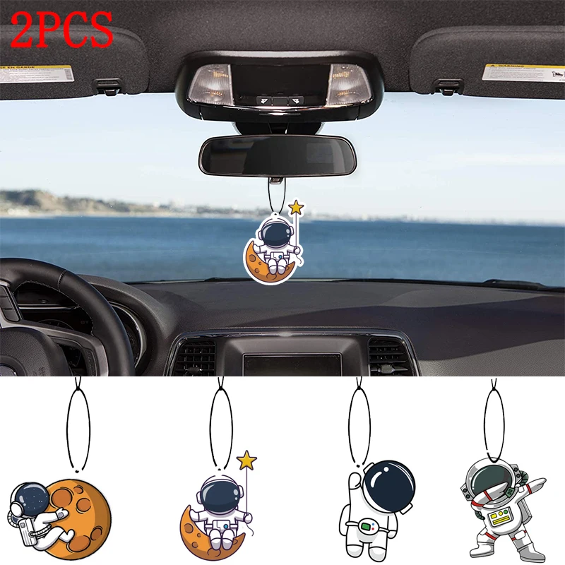 

2PCS Cartoon Car Fragrance Piece Car Rearview Mirror Hanging Astronaut Perfume Piece Auto Interior Decoration Accessories