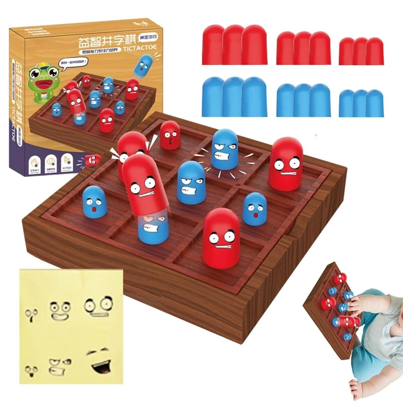 TicTacToeWoodenBoardGameLeisureEducationalFamilyPartyGamesFunnyTableGameParent