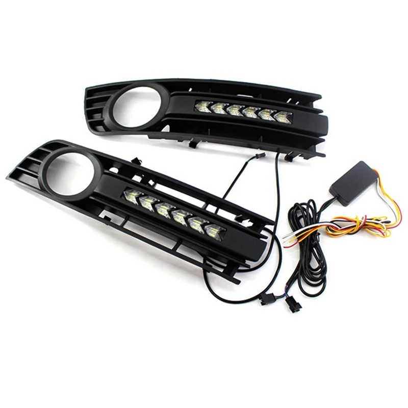 Front Fog Light LED Daytime Running Light Grille Fog Light Frame Car For A4 B6 2001-2005 8E0807681 8E0807682