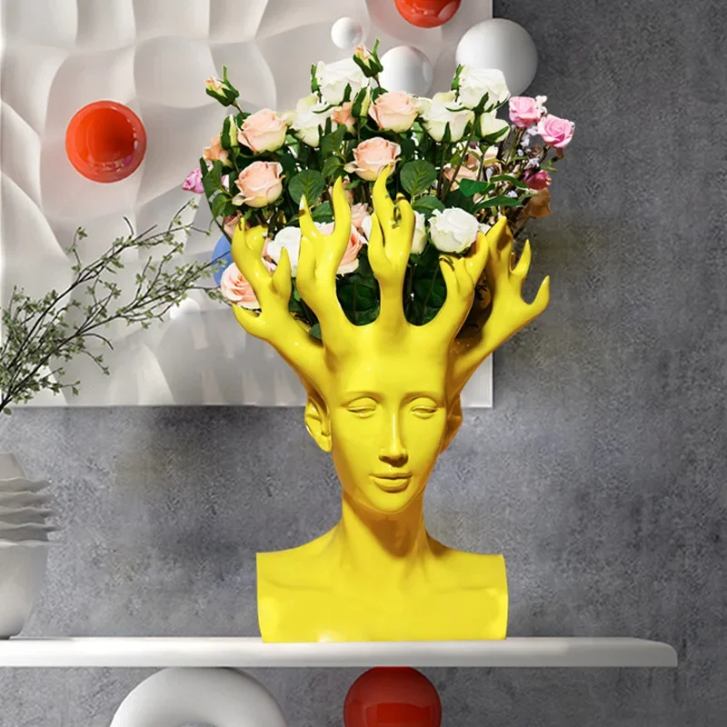

Resin sculpture ornaments drawing figure decoration vase room decoration home accessories