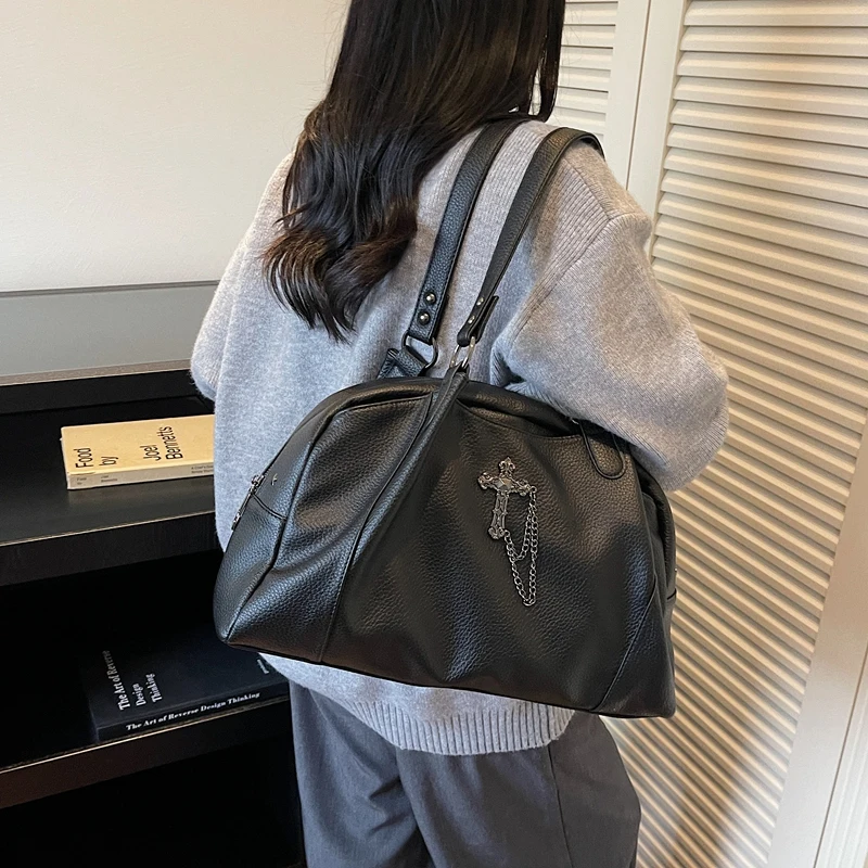 Women PU Cross Crossbody Satchel Large Capacity Tote Bag Handbag Purse for Daily School Travel