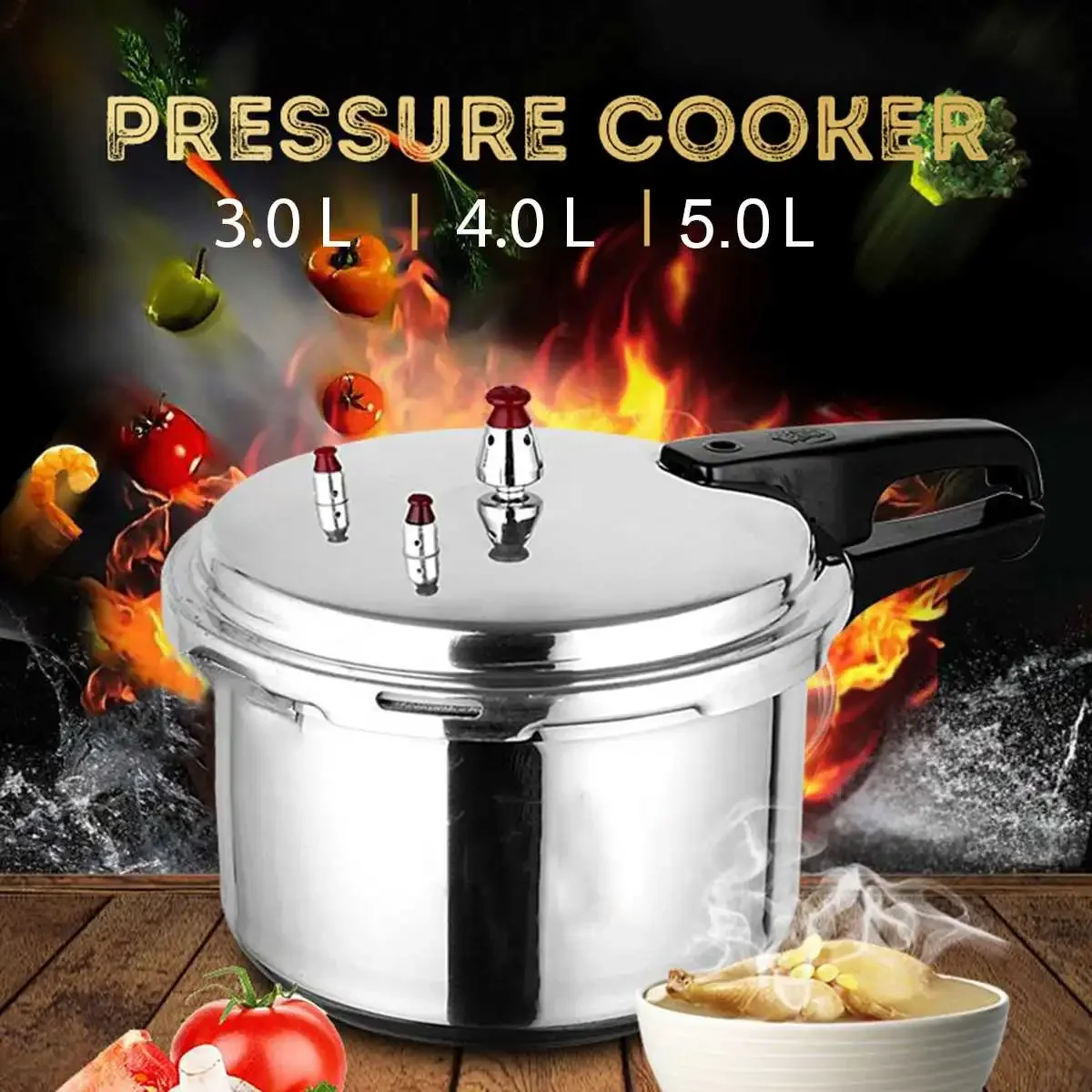 Description Picture 3 of itemAluminum Alloy Pressure Cooker Cookware Kitchen 3/4/5L Large Capacity Gas Stove Fast Cooking Foods Camping Supplies Equipment
