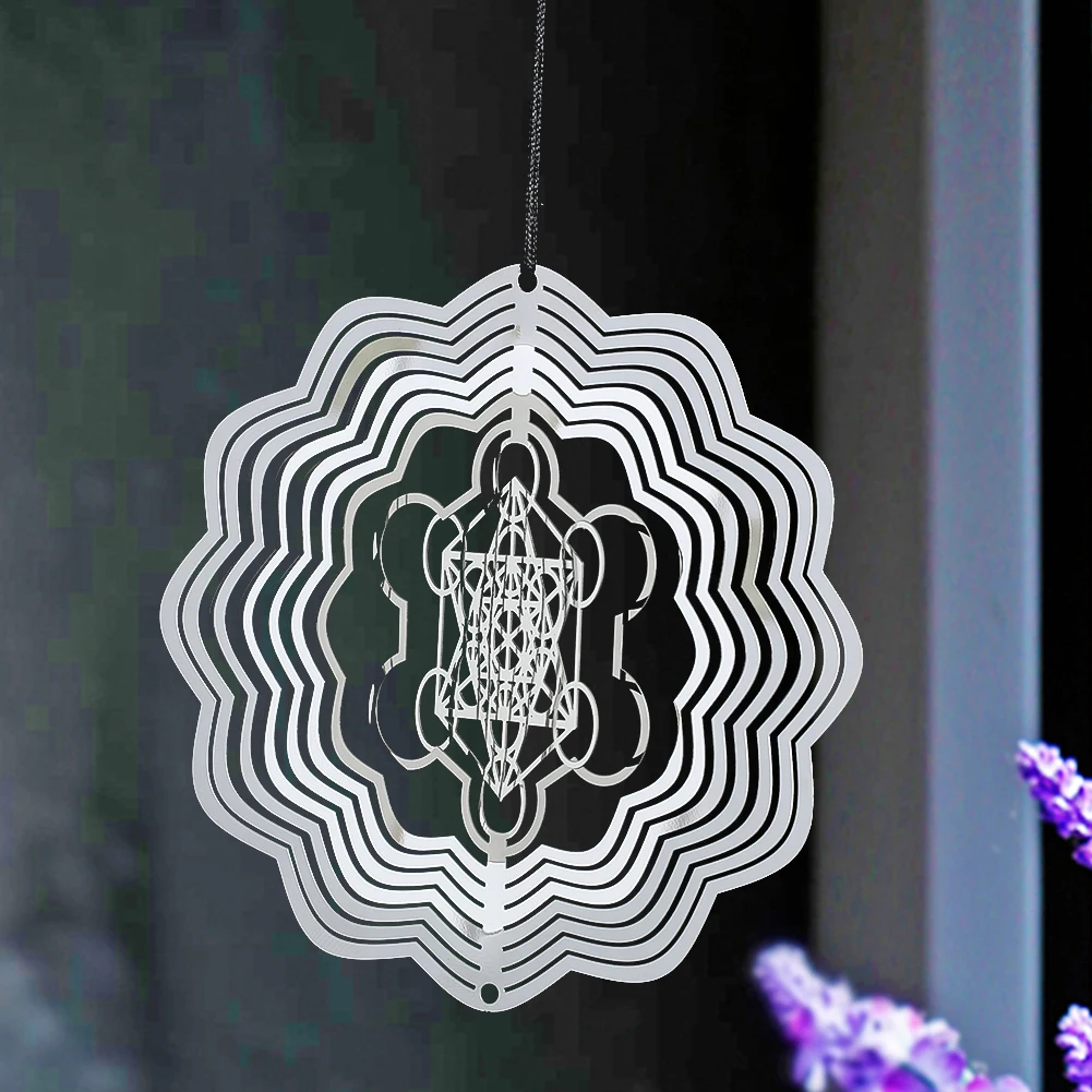 Metatron Cube Wind Spinner Archangel Sacred Geometry Amulet Religious Spiritual Meditation Hanging Decor Rotating Wind Catcher windmill spinner wind spinner catcher
