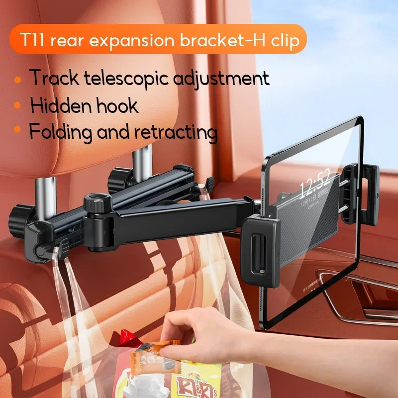Eary Car Headrest Tablet Holder Mount Back Seat With 360°Rotate Phone Stand 2 Hooks Trip Essentials for Kids for 4.7-12.9 Inch
