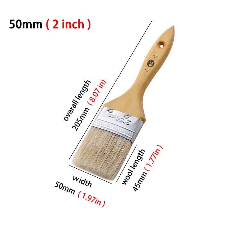 Pig Mane Brush Wooden Handle Tool Decoration Paint Coating Latex Cleaning Barbecue Baking Painting