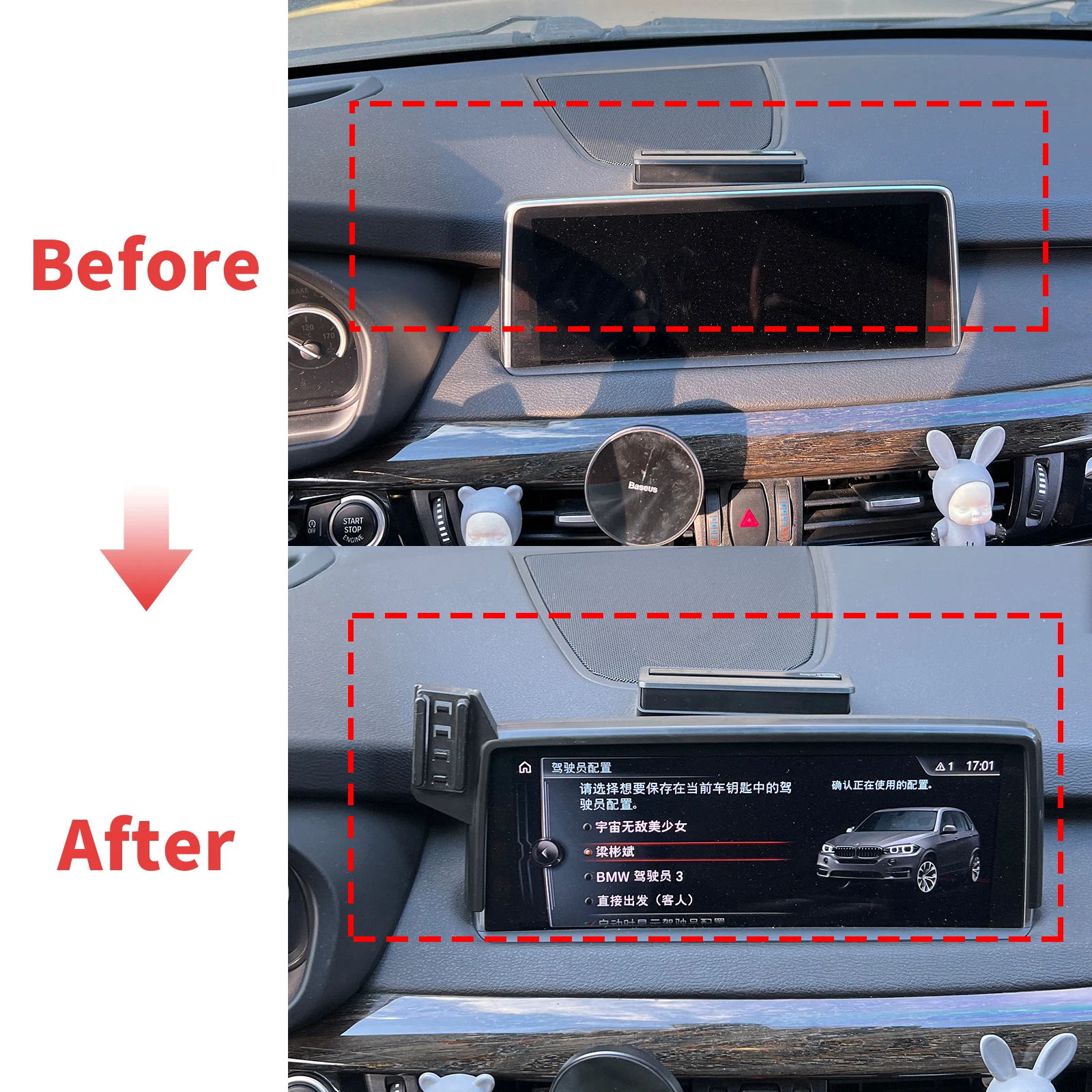 BMW X5 2014 2015 2016-2018 F15 (10.3인치)용 안정적인 클립온 휴대폰 홀더 ? ? 진동 없는 마운트 스크린 베이스 ? 자동차 액세서리