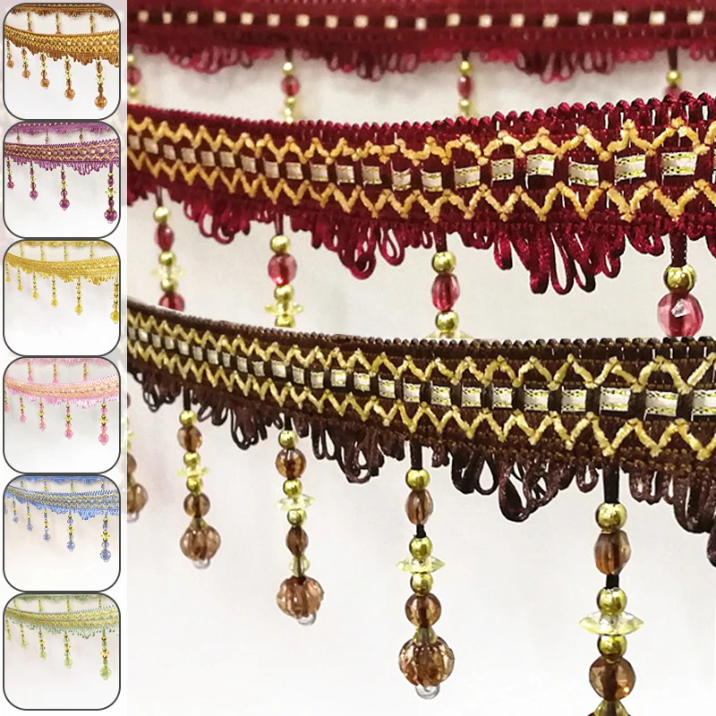 11 Meters Curtain Tassel Fringe Trim pumpkin Crystal Beaded Ribbon Lace Decoration For Sewing Curtain Accessorie Diy Upholstery