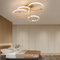 Lustre de plafond LED moderne pour salon chambre, plafonnier rond à intensité variable, plafonnier de chambre or/Chrome/noir 4