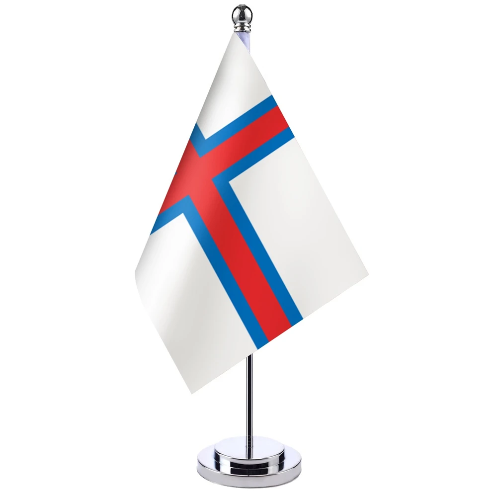 14X21Cm Office Desk Flag Of Faroe Banner Boardroom Table Stand Pole Stick The Faroe Cabinet Flag Set Decorazioni Per Sale Riunioni