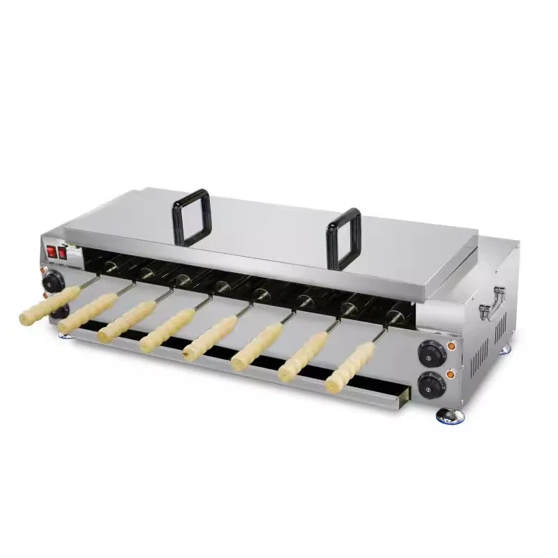 220V 110V Chimney Cake Oven Roll Grill Machine Stainless Steel Bread Roll Ice Cream Cone Kurtos Kalacs Waffle Maker 4