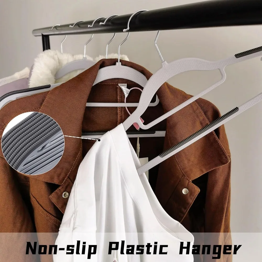 30 Pack Plastic Clothes Hangers Non Slip - 16.5 Inch Slim Space Saving Hangers for Closet, Heavy Duty Non-Slip Garment Hangers w