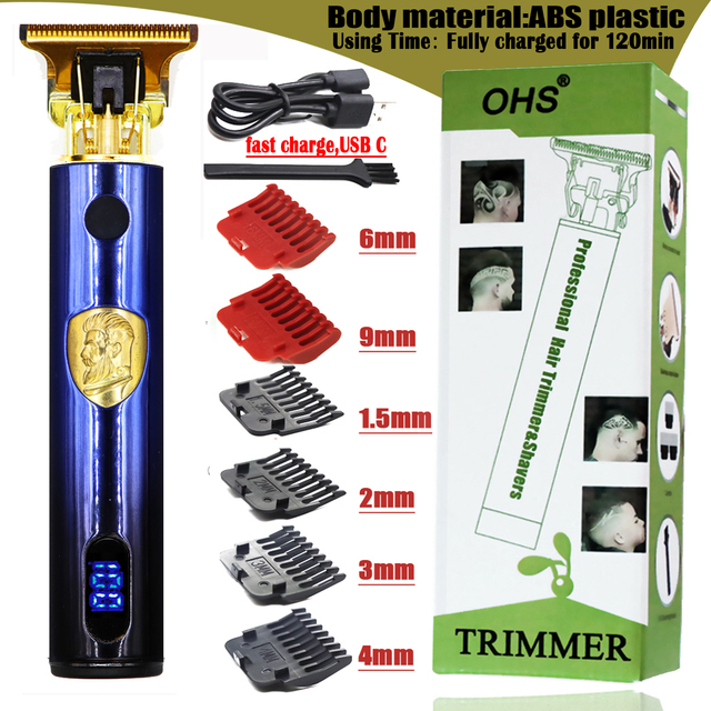 T9 0mm Professional Hair Clipper Electric Rechargeable Men Hair Shaver Beard Trimmer Beard Barber Hair Cut Cutting Machine